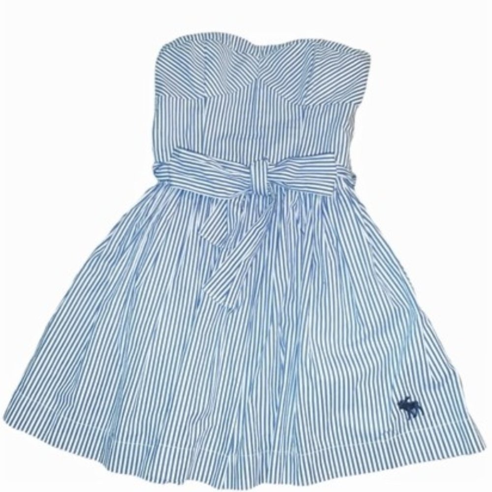 Abercrombie and Fitch Strapless Blue Striped Dress